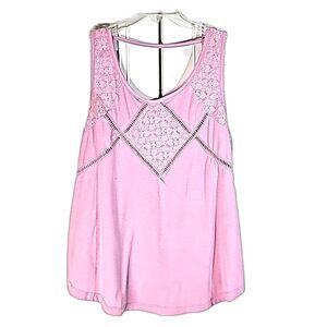 Blouse by Eddie Bauer Lace Pink Size XL